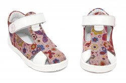 Sandale copii  - Sandale fete pj shoes Pablo rosu alb 18-26