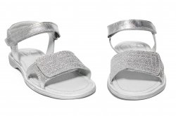 Sandale copii - Sandale fete pj shoes piele Ana argintiu 27-36