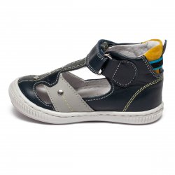 Sandale copii  - Sandale ortopedice copii din piele hokide 273 blu galben gri 18-25