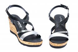 Sandale dama  - Sandale platforma dama piele 990 negru argintiu 35-41