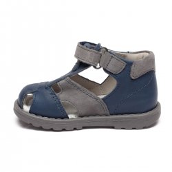 Sandale copii  - Sandalute baieti cu talonet din piele AV37 blu gri 17-30