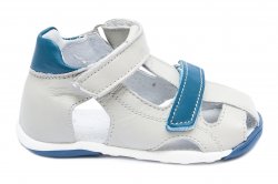 Sandale copii - Sandalute baieti picior lat pj shoes Mario gri blu 18-26