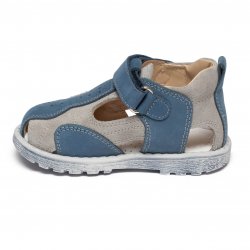 Sandale copii  - Sandalute copii din piele cu talonet AV37 gri blu 17-30
