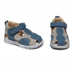 Sandale copii  - Sandalute copii din piele cu talonet AV37 gri blu 17-30