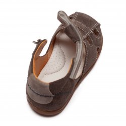 Sandale copii  - Sandalute copii din piele intoarsa cu talonet AV38 gri dark 17-30
