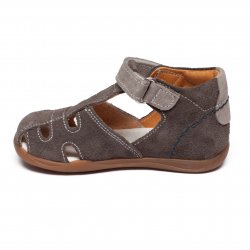 Sandale copii  - Sandalute copii din piele intoarsa cu talonet AV38 gri dark 17-30