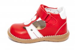 Sandale copii - Sandalute copii piele 1323 rosu alb 18-25