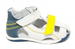 Sandale copii - Sandalute copii piele Mario alb albastru galben 18-26