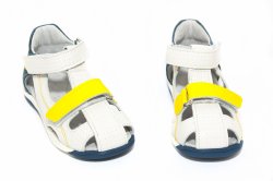 Sandale copii - Sandalute copii piele Mario alb albastru galben 18-26
