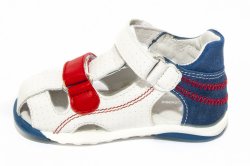 Sandale copii - Sandalute copii piele Mario alb albastru rosu 18-26