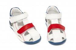 Sandale copii - Sandalute copii piele Mario alb albastru rosu 18-26