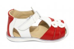 Sandale copii  - Sandalute fete 574 alb rosu flori 18-25
