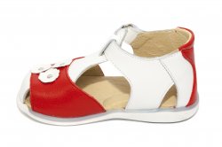 Sandale copii  - Sandalute fete 574 alb rosu flori 18-25