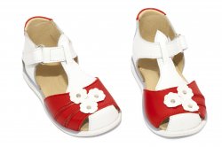 Sandale copii  - Sandalute fete 574 alb rosu flori 18-25