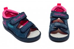 Sandale copii - Sandalute fete cu brant din piele flexibile 1433 blu roz 20-25