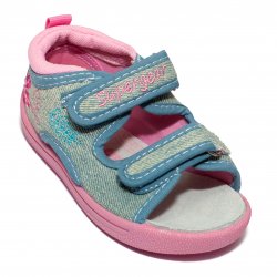 Sandale copii - Sandalute fete cu brant din piele flexibile 1433 blu roz 20-25