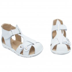 Sandale copii  - Sandalute fete din piele cu talonet 346 alb TA 18-25