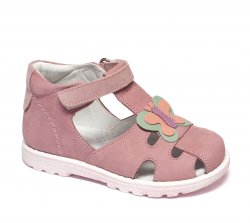 Sandale copii  - Sandalute fete din piele cu talonet AV38 lila fluture 18-30
