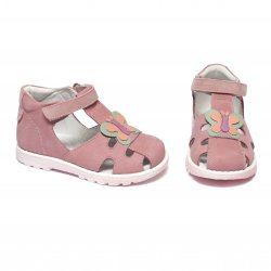 Sandale copii - Sandalute fete din piele cu talonet AV38 lila fluture 18-30
