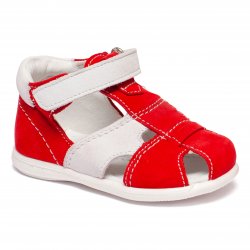 Sandale copii  - Sandalute fete din piele cu talonet AV38 rosu alb 17-30