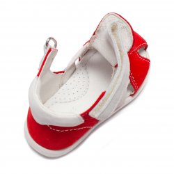 Sandale copii  - Sandalute fete din piele cu talonet AV38 rosu alb 17-30