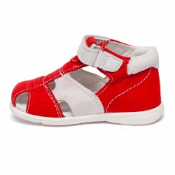 Sandale copii  - Sandalute fete din piele cu talonet AV38 rosu alb 17-30