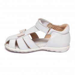 Sandale copii - Sandalute fete din piele cu talonet AV42 alb funda 18-30