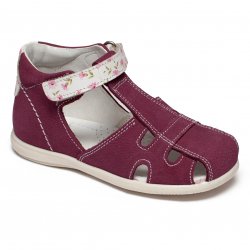 Sandale copii  - Sandalute fete din piele cu talonet AV37 bordo alb 17-30