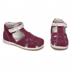 Sandale copii  - Sandalute fete din piele cu talonet AV37 bordo alb 17-30