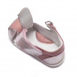 Sandale copii  - Sandalute fete din piele cu talonet pj shoes Pablo roz lux arg 18-26