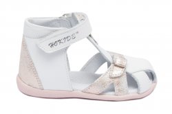 Sandale copii  - Sandalute fete inalte pe glezna hokide 231 alb roz sidef 18-24