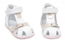Sandale copii  - Sandalute fete inalte pe glezna hokide 231 alb roz sidef 18-24