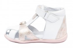 Sandale copii  - Sandalute fete inalte pe glezna hokide 231 alb roz sidef 18-24