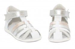 Sandale copii  - Sandalute fete inalte pe glezna hokide 406 alb arg roz 18-24