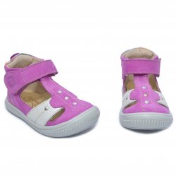 Sandale copii - Sandalute fete ortopedice hokide piele intoarsa 273 lila alb 18-24