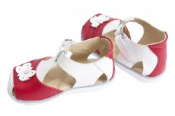 Sandale copii - Sandalute fete din piele 574 alb rosu