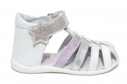Sandale copii  - Sandalute fete piele hokide 406 alb lila arg 18-24
