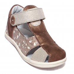 Sandale copii - Sandalute fete piele pj shoes Pablo argintiu negru 18-26