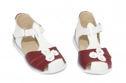 Sandale copii  - Sandalute fetite 574 alb bordo flori 18-25