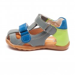 Sandale copii  - Sandalute flexibile copii cu talonet pj shoes Mario gri albastru verde 18-26