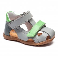 Sandale copii  - Sandalute flexibile copii cu talonet pj shoes Mario gri albastru verde 18-26
