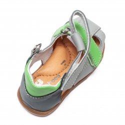 Sandale copii  - Sandalute flexibile copii cu talonet pj shoes Mario gri vernil 18-26