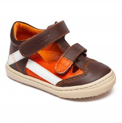 Sandale copii - Sandalute hokide copii cu talonet din piele 386 maro port alb 18-25