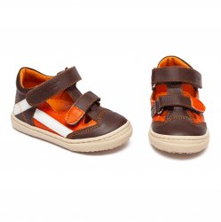 Sandale copii - Sandalute hokide copii cu talonet din piele 386 maro port alb 18-25