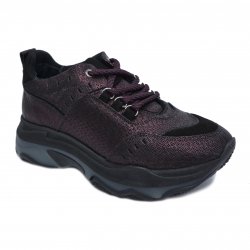 Pantofi sport copii - Sneakers fete cu talpa inalta din piele 2032 mov 35-40