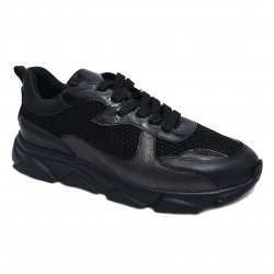 Pantofi sport copii - Sneakers fete cu talpa inalta piele 2026 negru 35-40
