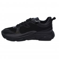 Pantofi sport copii - Sneakers fete cu talpa inalta piele 2026 negru 35-40