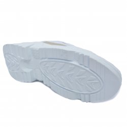 Pantofi sport copii - Sneakers fete cu talpa inalta piele 2033 alb auriu 35-40