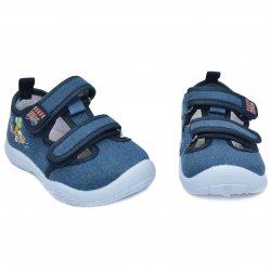 Tenisi copii - Tenisi baieti picior lat cu brant din piele 20-006 jeans 20-25