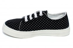 Tenisi copii  - Tenisi espadrile copii textil 1285 negru buline 28-33